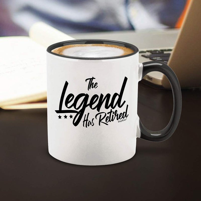 shop4ever The Legend Has Retired Ceramic Coffee Mug Tea Cup Funny Retirement Gift for Him, Her 11 oz. (Black Handle) - Image 5